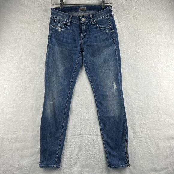 MOTHER Jeans The Looker Crop Zip Graffiti Girl Ankle Jeans Size 25 - Picture 1 of 12